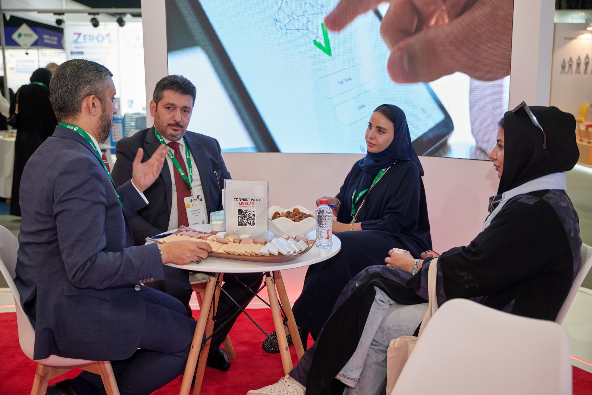 Partner meetings at the OBELAS hospitality area