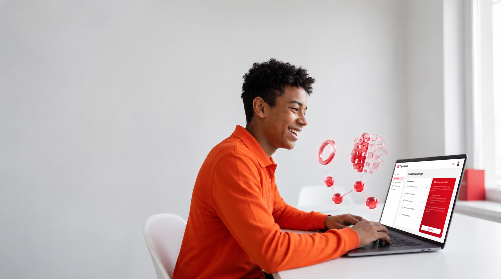 Learner using CogniAdapt with adaptive AI personalizing their study path