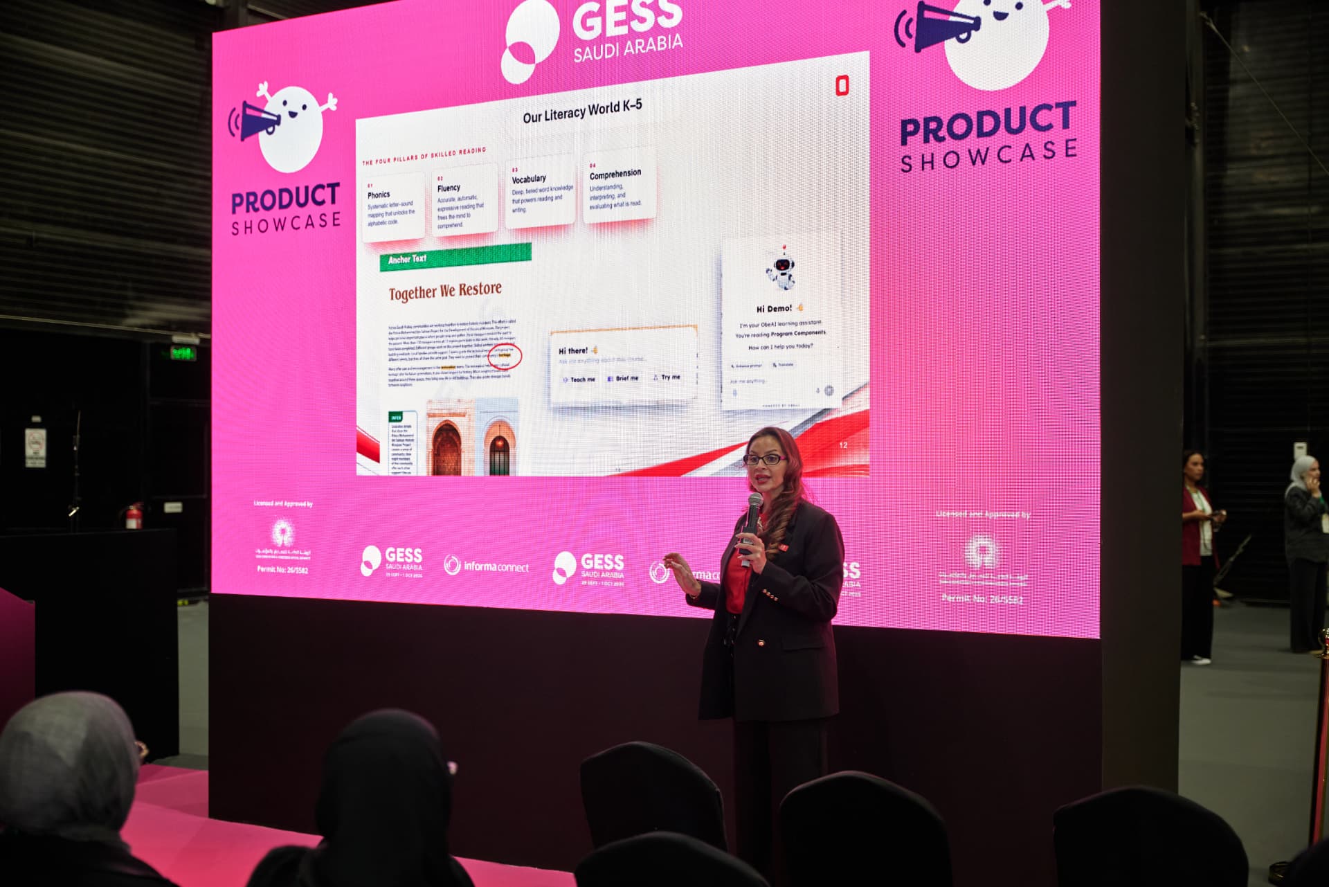Paulina Perez, Academic Consultant, presenting on the Product Showcase Stage